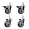 Service Caster 4'' Gray Polyurethane Wheel Swivel 7/8'' Square Stem Caster Set 2 Brakes, 4PK SCC-SQ20S414-PPUB-GRY-PLB-78-2-S-2 - alternate 1